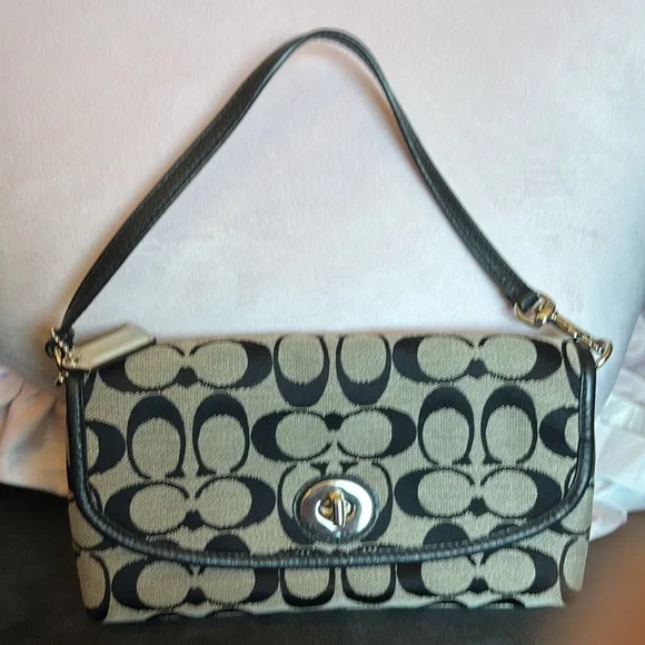 Coach Park Large Signature C Jacquard fabric print wristlet clutch like new! - Picture 11 of 12